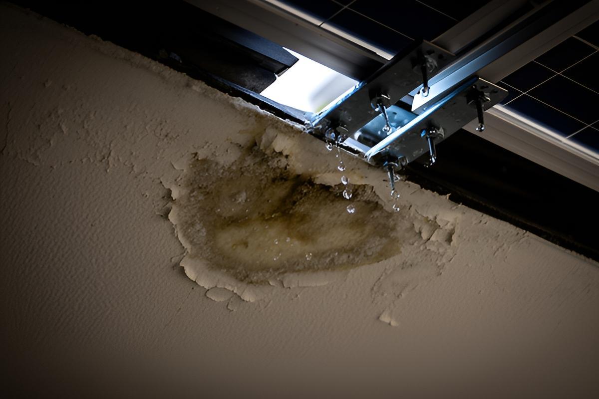 Infiltração no telhado após energia solar exige registro de provas antes do reparo